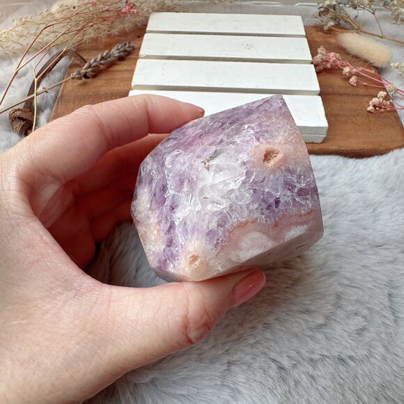Gorgeous Pink Amethyst with Flower Agate Free Form - Picture 4 of 10